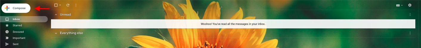 Navigation: highlighting "Compose" on the top left of the Gmail home screen.